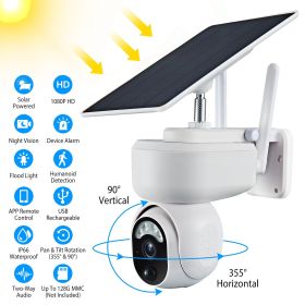 Solar WIFI Security Camera IP66 Waterproof USB Battery Powered 2.4G WiFi Wireless 1080P Surveillance Camera with Flood Light Night Vision Human D
