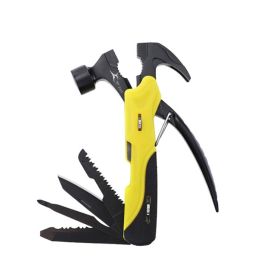 Multifunctional Survival Tools Foldable Outdoor Tool Hammer (Color: Yellow & Black, type: Nail Hammer)