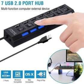 7 Port USB 2.0 / 3.0 Hub Splitter Adapter High Speed For PC Laptop Mac Desktop (Model: USB 2.0 HUB)
